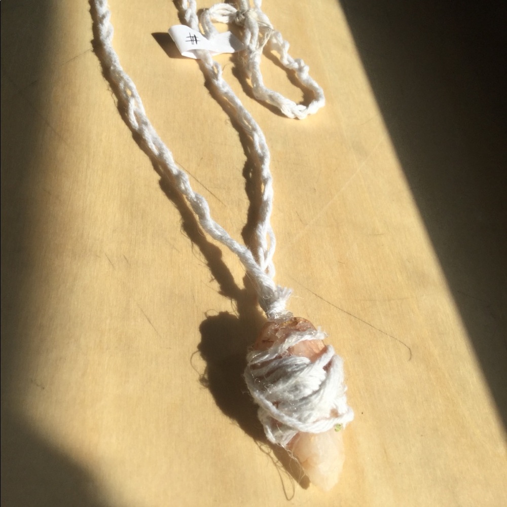 Homemade hemp rope /quartz necklace